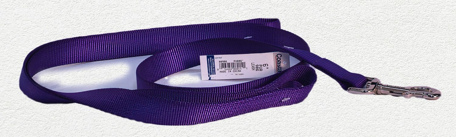 Coastal® Single-Ply Dog Leash, Purple, 1" x 6'