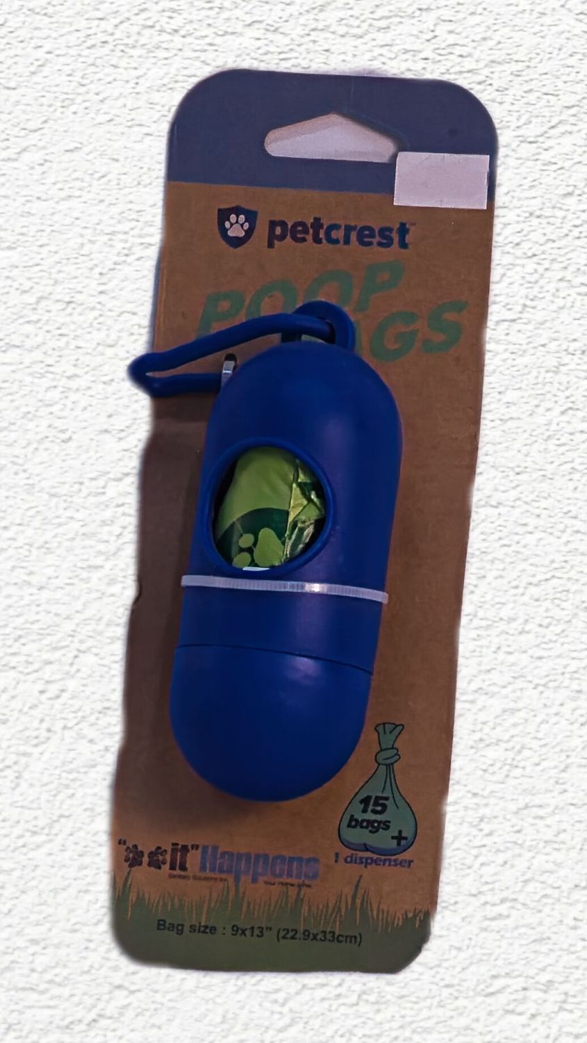 Petcrest Poop Bag Eco Dispenser Blue - 15 Count