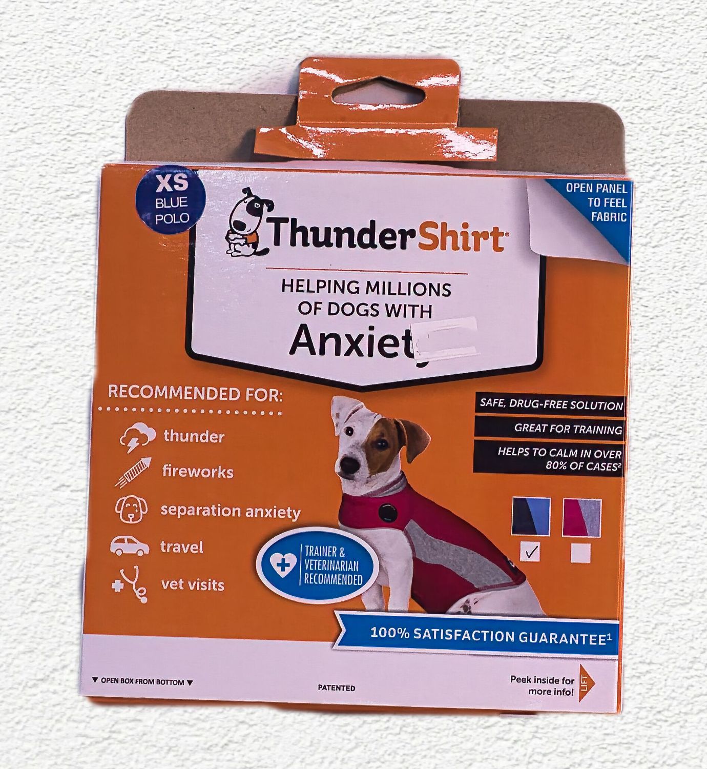 ThunderShirt Sport Anxiety & Calming Aid for Dogs – Blue Polo (X‑Small)