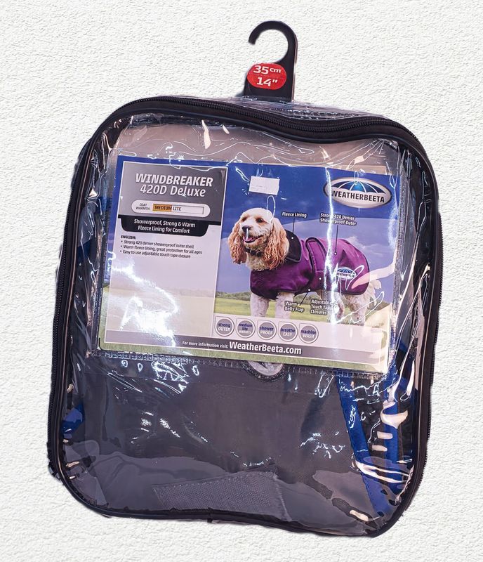 WeatherBeeta 420D Deluxe Lite Windbreaker Dog Coat – Grey Blue, 14 in