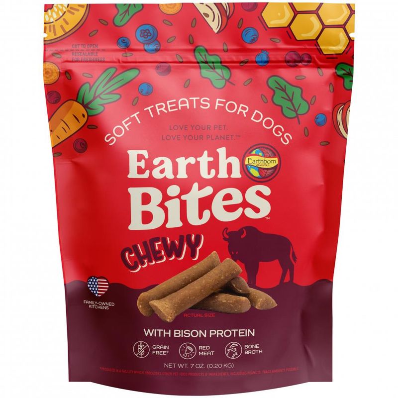 Earthbites Chewy Bison Dog Treats 7 oz