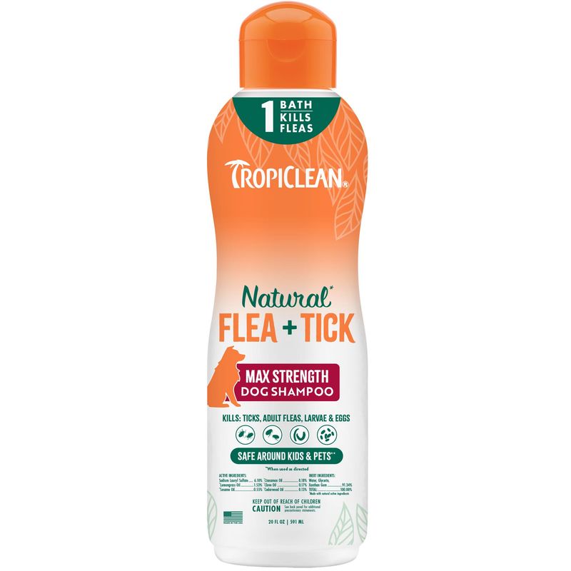 TROPICLEAN NATURALS FLEA & TICK (MAX STRENGTH) SHAMPOO 20OZ