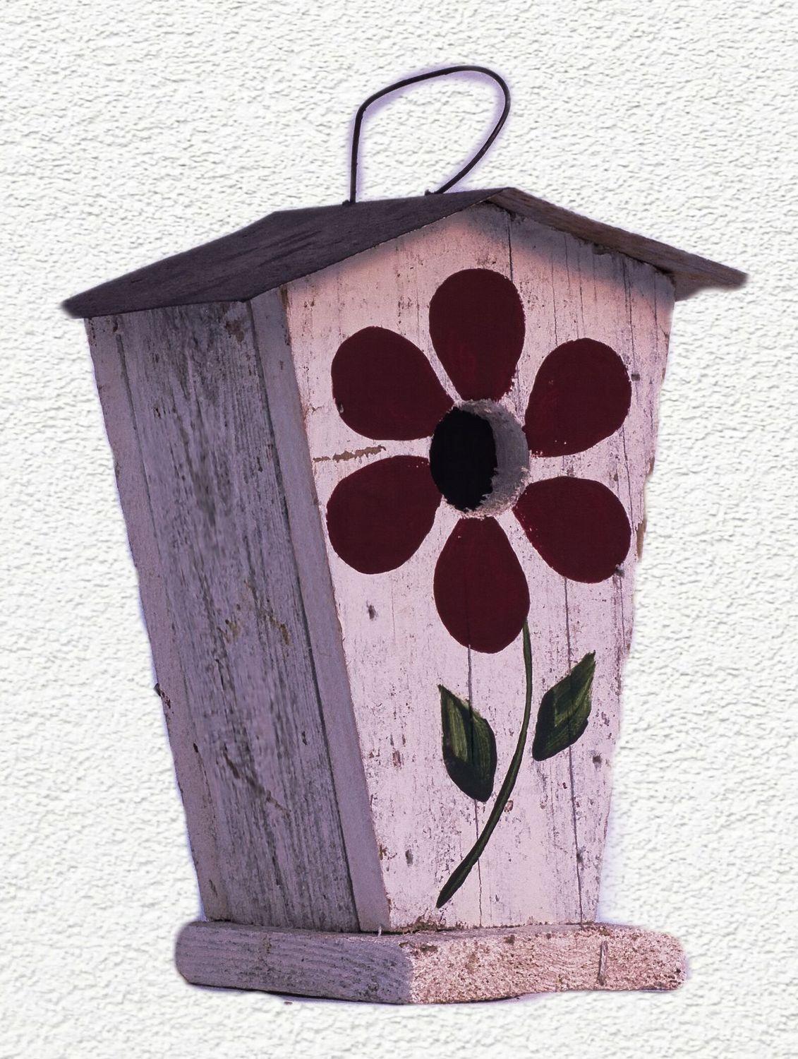 Hand Painted Flower Chalet Birdhouse Chickadees (SM25)