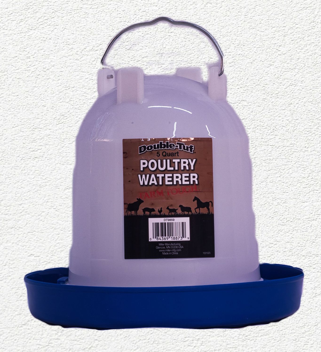 Double Tuf Chicken Waterer  - Plastic Blue -  5 Qt