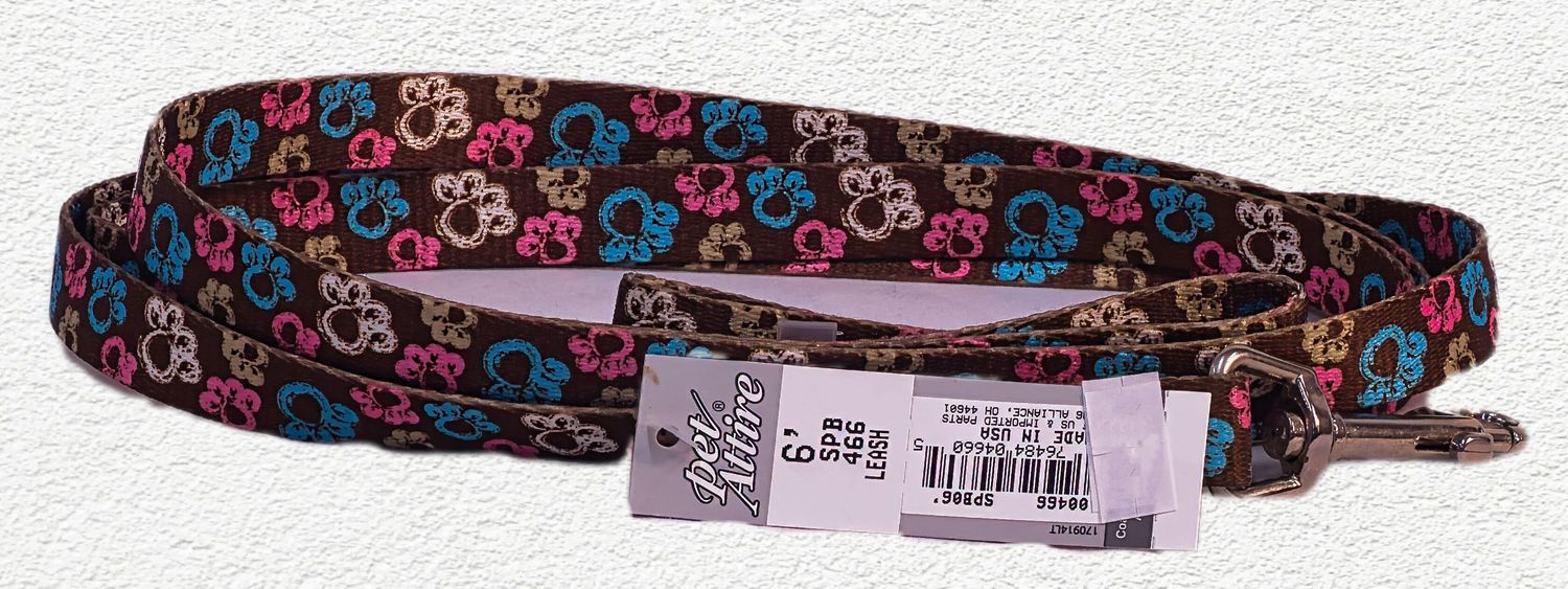 Coastal Styles Dog Leash, Special Brown Paw, 5/8" x 6'