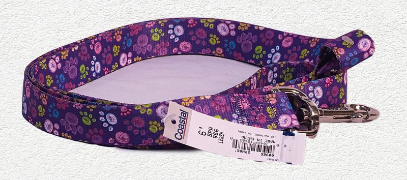 Coastal Styles Dog Leash, Special Paws Purple, 1" x 6'