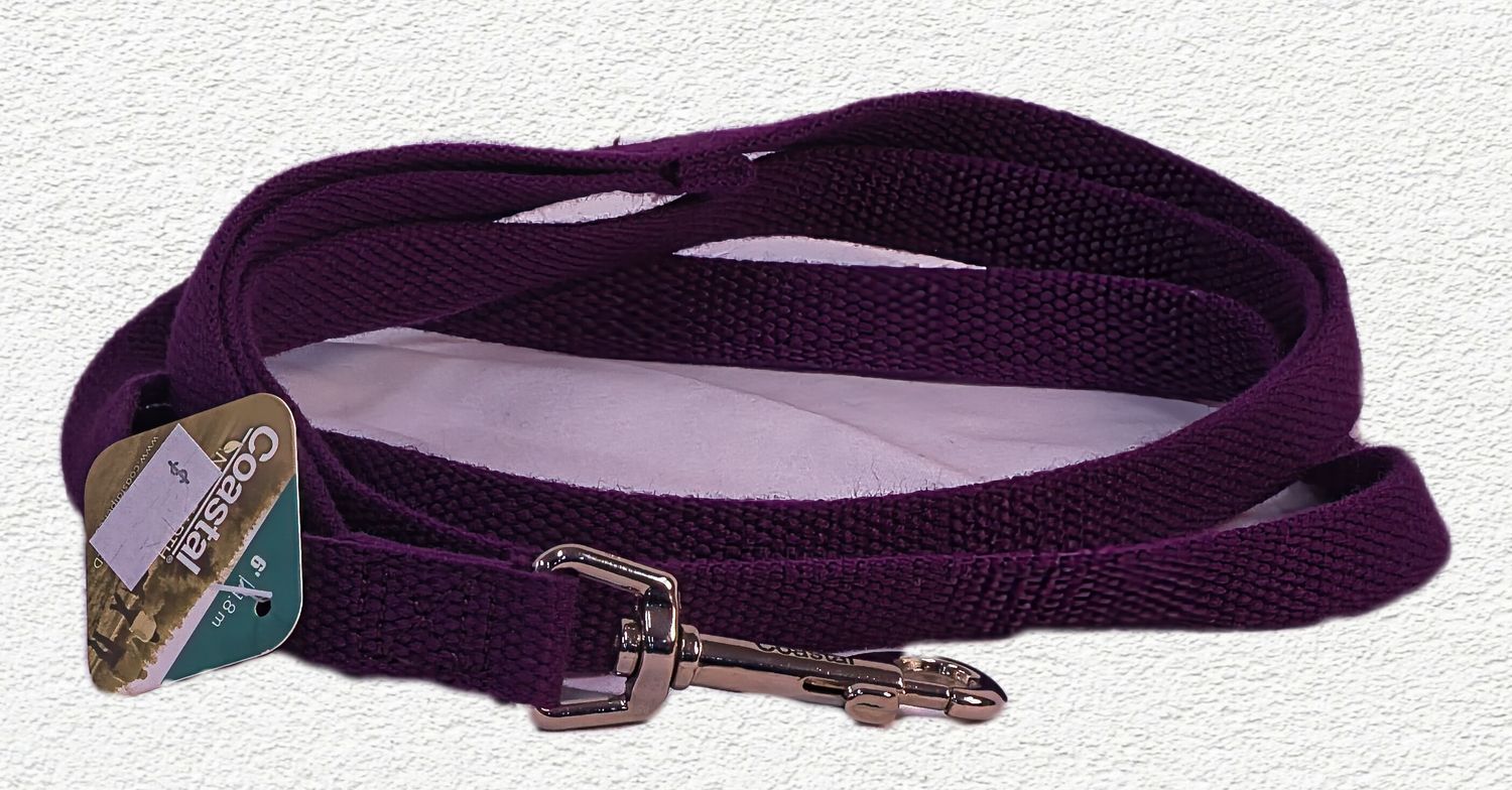 New Earth Soy Dog Leash, Eggplant, 5/8" x 6'