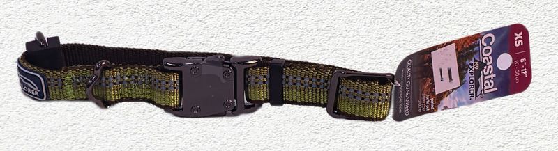 COASTAL K9 EXPLORER ADJUSTABLE COLLAR 5/8" x 8" - 12" - XSMALL GREEN