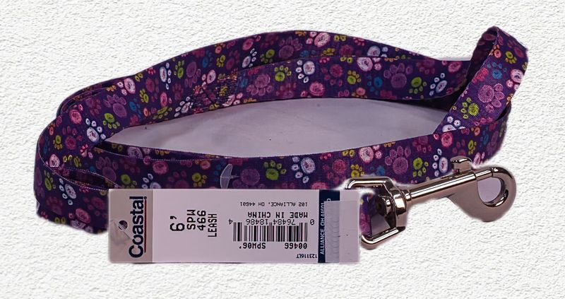 Coastal Styles Dog Leash, Special Paws Purple, 5/8" x 6'