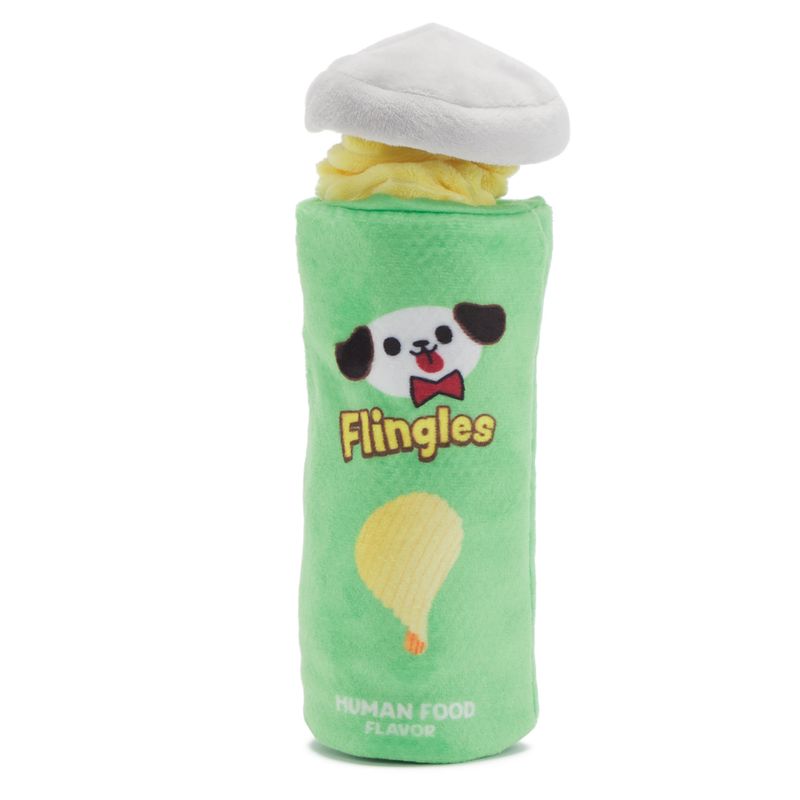 Bark Flingles Can Potato Chips Snack Green Yellow Plush Toy Extra Small / Small