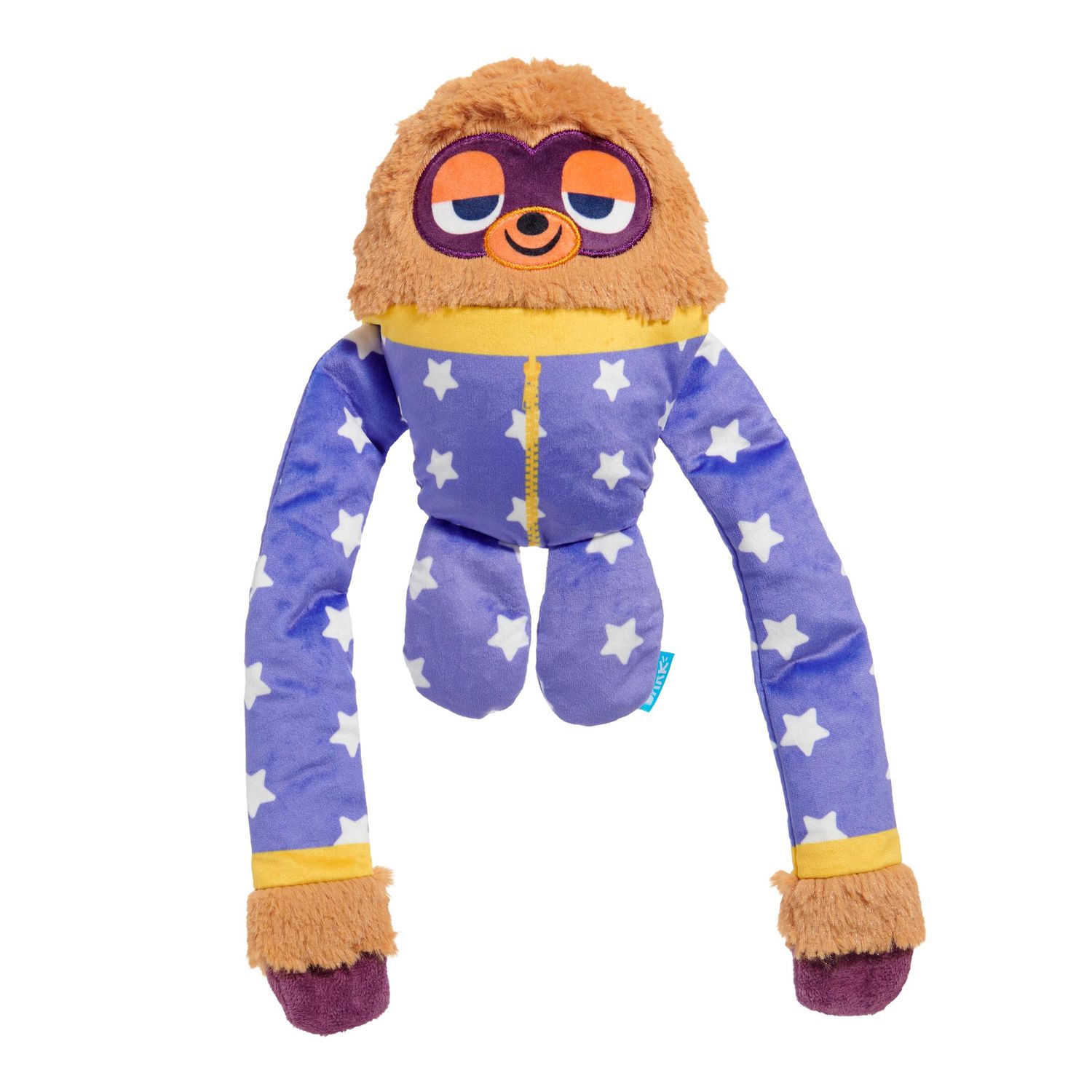 Bark Slow Jams Dan Pajama Party Sloth Plush Dog Toy Purple & Brown