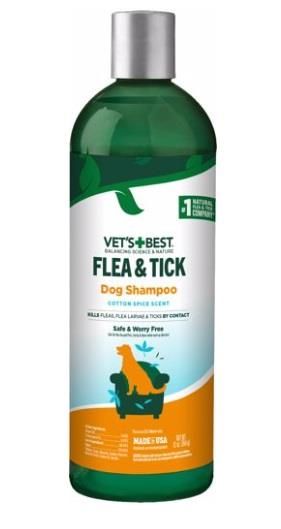 Vets Best Flea & Tick Shampoo for Dogs Cotton Spice Scent 12oz