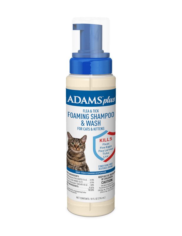 Adams Flea & Tick Foaming Shampoo for Cats Fresh Scent 10oz