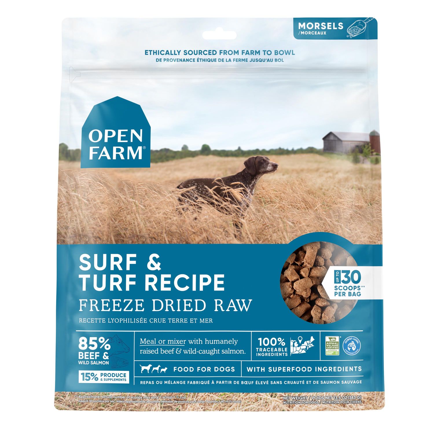 Open Farm Surf & Turf Freeze-Dried Raw Dog Food, 13.5 oz