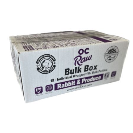 OC Raw Dog Frozen Rabbit And Produce Bulk Box 18 LB