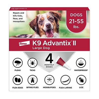 K9 ADVANTIX II DOG LARGE 21- 55 - LB RED - Set of 4