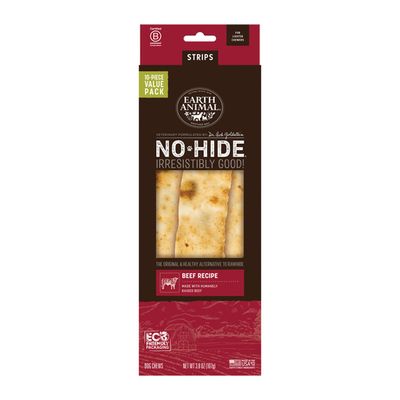 Earth Animal Dog Treat No Hide Strips Value Pack Beef 10 Pack
