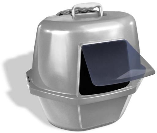 Vaness Cat Litter Box Corner Litter Pan Enclosed Large Gray