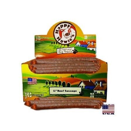 Happy Howie's Beef Sausage for Dogs, 12" - 36 per Case