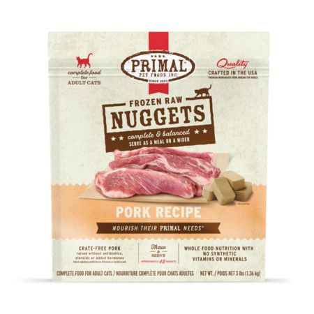 Primal Cat Frozen Nuggets Pork Formula, 3lb