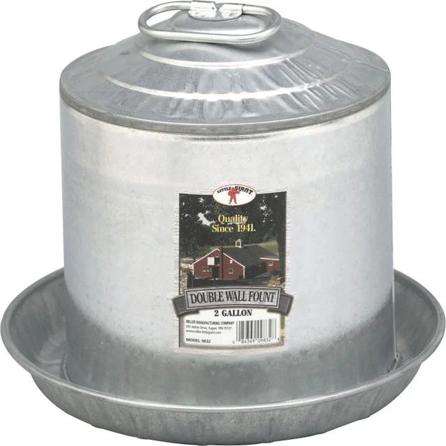 Chicken Waterer  - Double Wall Galvanized - Little Giant 2 Gallon