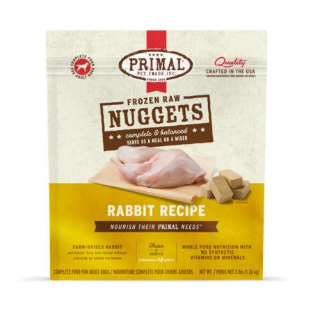 Primal Raw Frozen Rabbit Nuggets for Dogs  3lb
