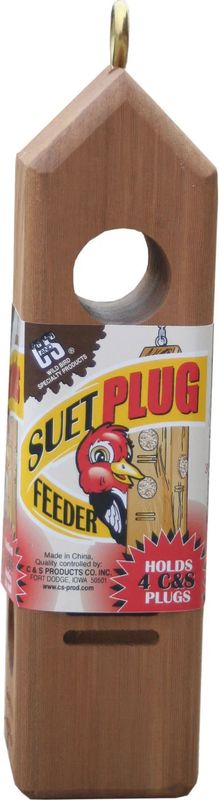 Suet Plug Feeder Wooden Brown