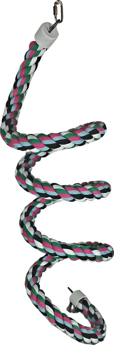 Happy Beaks Rainbow Cotton Rope Boing With Bell Bird Toy 12"