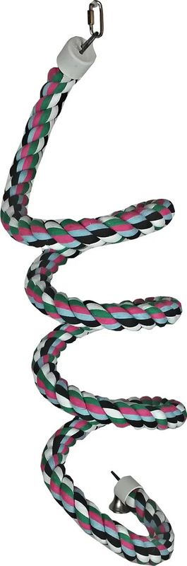 Happy Beaks Rainbow Cotton Rope Boing With Bell Bird Toy 12"