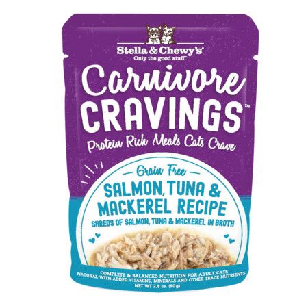 Stella & Chewy's Carnivore Cravings Shreds Salmon, Tuna & Mackerel Recipe Wet Cat Food - 2.8 oz - 24 per Case Stella & Chewy's Carnivore Cravings Shreds Salmon, Tuna & Mackerel Recipe Wet Cat Food - 2.8 oz - 24 per Case