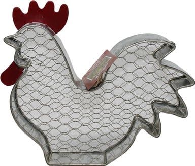 Rustic Farmhouse Wire Rooster Peanut Feeder
