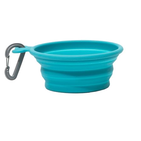 Messy Mutts Dog Bowl Feeder Collapsible Silicone Blue Medium 3 Cup