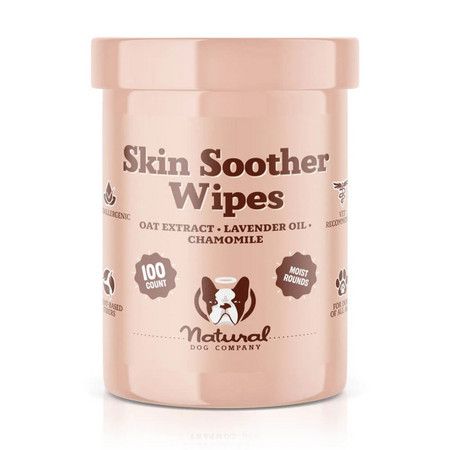Natural Dog Company Dog Grooming Skin Soother Wipes Jar 100 ct