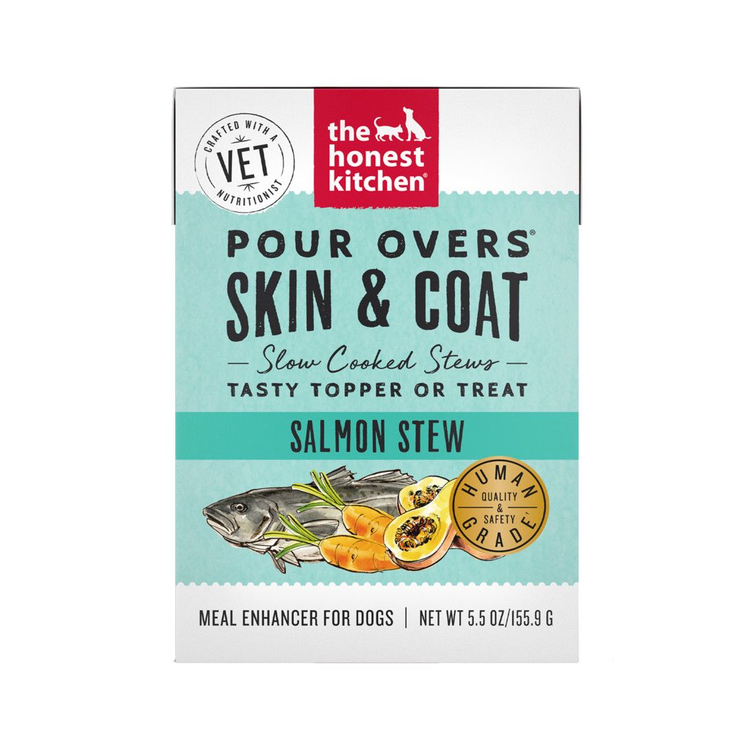 Honest Kitchen Dog Wet Topper Pour Overs Skin & Coat Support Salmon 5.5oz single