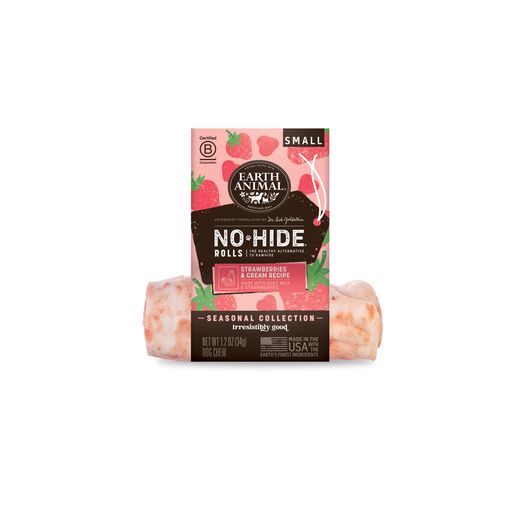Earth Animal Dog Treat No Hide Rolls Small 20/Box Strawberries Cream single