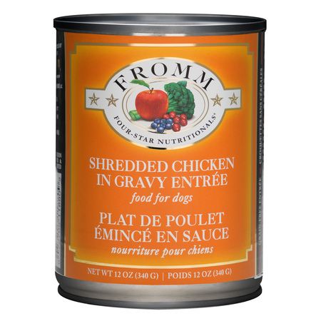 Fromm Dog Can GF 4 Star Shredded Chicken in Gravy Entree' 12 oz 12/Case