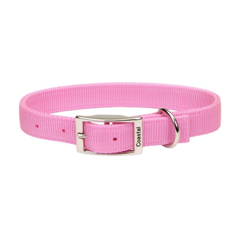 Coastal® Double-Ply Dog Collar, Pink Bright, Medium - 1" x 18"