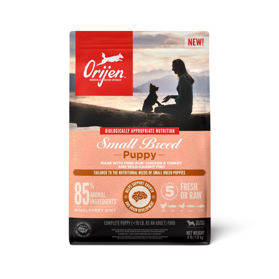 Orijen Amazing Grains Small Breed High Protein Fresh or Raw Dry Puppy Food Chicken, Turkey & Wild Caught Fish, 1ea/4 lb