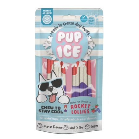 Ethical Dog Treat Pup Ice Rocket Lollies Strawberry Blueberry 2 Pack