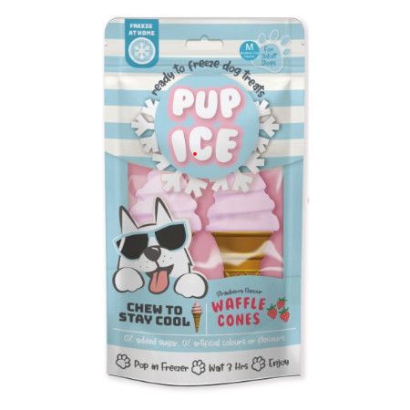 Ethical Dog Treat Pup Ice Waffle Cone Strawberry 2 Pk