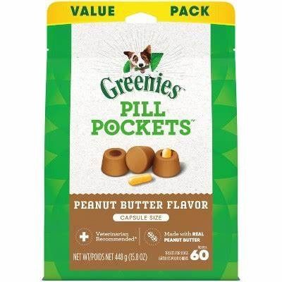Greenies Pill Pockets for Capsules Peanut Butter, 1ea/60 ct, 15.8 oz