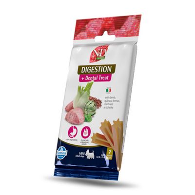 Farmina Dog Treat Dental QUINOA Digestion Adult Mini 2.1 oz Farmina Dog Treat Dental QUINOA Digestion Adult Mini 2.1 oz