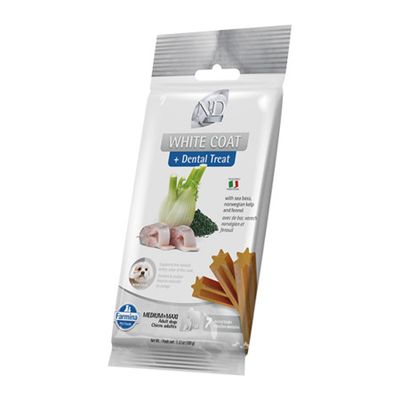 Farmina Dog Treat Dental WHITE Sea Bass, Fennel, & Kelp Adult Medium Maxi 3.5 oz