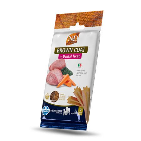 Farmina Dog Treat Dental BROWN Lamb, Carrot, & Kelp Adult Medium Maxi 3.5 oz