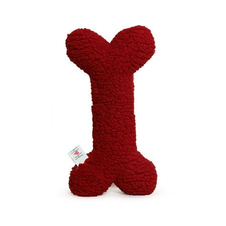 Hugglehounds Dog Toy Holiday Bone Red Fleece 12"