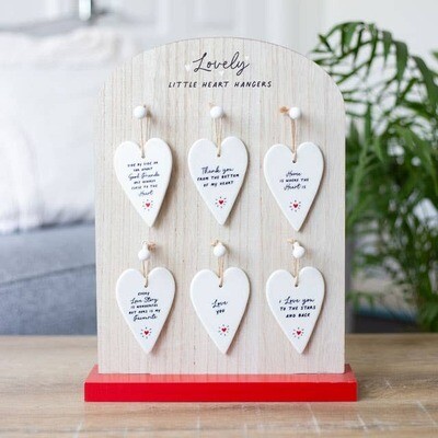 Something Different Wholesale - Set of 24 Heart Ceramic Mini Signs on Display