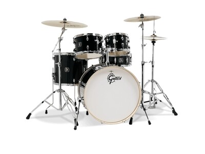 Gretsch GE4E825ZB Energy 5 Piece Black Drum Set With Hardware And Zildjian Cymbals