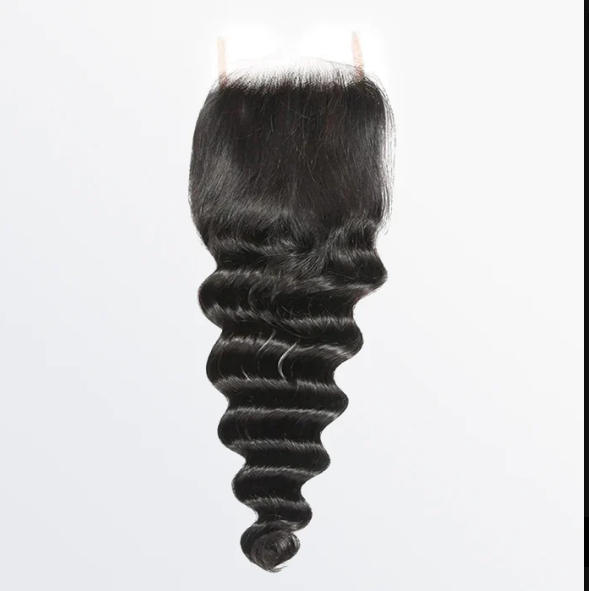 12-20 Inch 4&quot; x 4&quot; Deep Wave/Loose Deep Wave Free Parted Lace Closure #1B Natural Black