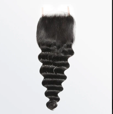 12-20 Inch 4&quot; x 4&quot; Deep Wave/Loose Deep Wave Free Parted Lace Closure #1B Natural Black