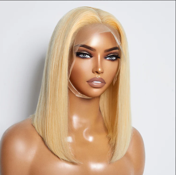 10-14 Inch Pre-Plucked 13&quot;x4&quot; #613 Straight Bob Lace Frontal Wig 150% Density